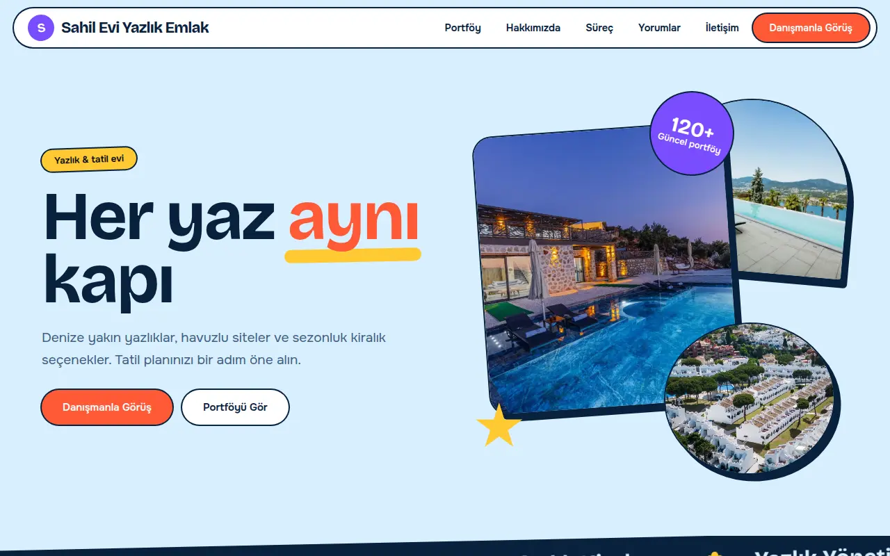 Emlak Ofisi Web Sitesi — Sahil Evi Yazlık Emlak